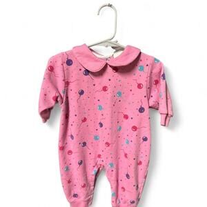 Vintage retro 90s balloon one piece for baby girl 6-9 months Peter Pan collar